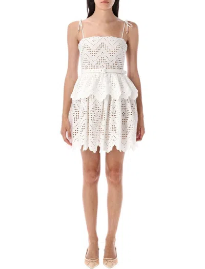 Self-portrait Self Portrait 'lace' Dress In White Polyamide Blend Women