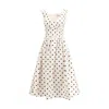 Self-portrait White Dress With All-over Polka Dot And Flared Skirt In Cotton Woman In Multi