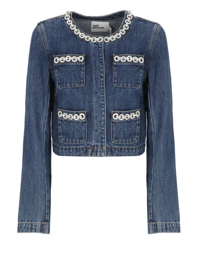 SELF-PORTRAIT COTTON DENIM JACKET