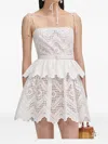 Self-portrait Belted Scalloped Broderie Anglaise Cotton-voile Mini Dress