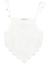 Self-portrait White Top With Asymmetric Hem And All-over Embroidery In Cotton Woman In 白色
