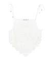 Self-portrait White Top With Asymmetric Hem And All-over Embroidery In Cotton Woman In White