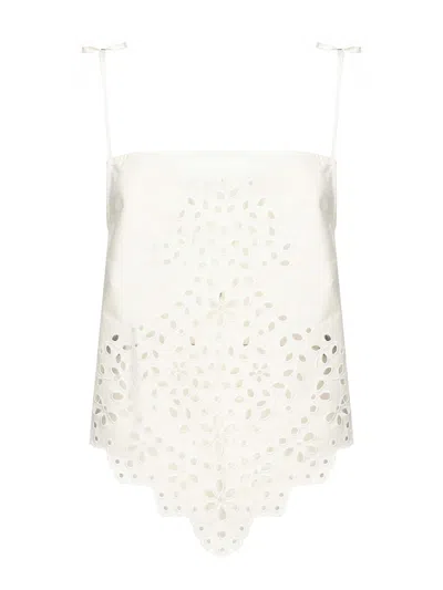 Self-portrait Cotton Embroidered Top In White