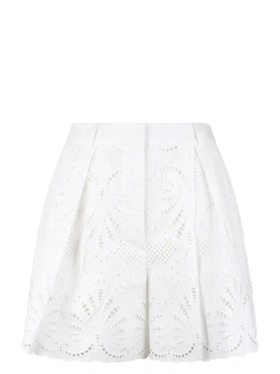 Self-portrait Cotton Embroidery Shorts In White