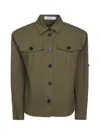 Self-portrait Cotton Gabardine Shirt In Green