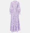 Self-portrait Cotton Lace Maxi Dress In Purple