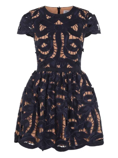 Self-portrait Cotton Mini Dress In Black
