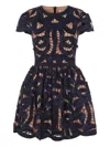 Self-portrait Blue Cotton Poplin Mini Dress With Bow Motif In Blue