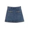 Self-portrait Denim Braided Mini Skirt In Blue