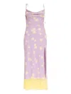 Self-portrait Cowl-neck Lace-trimmed Midi Dress In Multi