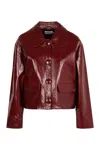Self-portrait Leather Cropped Jacket In Burgundy