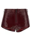 Self-portrait Self Portrait Women Leather Micro Shorts In Burgundy