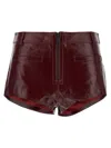 Self-portrait Self Portrait Women Leather Micro Shorts In Burgundy
