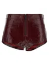 Self-portrait Self Portrait Women Leather Micro Shorts In Burgundy