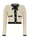 Self-portrait Women Cardigan With Bow And Sequins In Neutral