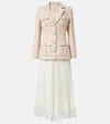 Self-portrait Sequined Bouclé And Chiffon Midi Dress In Cream