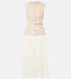 Self-portrait Womens Sequin-embellished Plisse Chiffon Midi Dress Cream In Cream