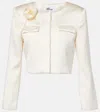 Self-portrait Satin Blazer With 3d Flower In White
