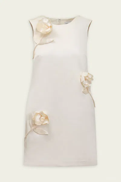 SELF-PORTRAIT CREAM 3D FLOWER SATIN MINI DRESS