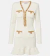 Self-portrait Cream Knit Lurex Trim Mini Dress In Cream