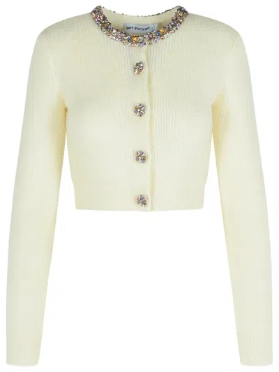 Self-portrait Cream Alpaca Blend Cardigan In Neutral