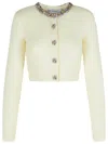 Self-portrait Cream Alpaca Blend Cardigan In White