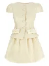 SELF-PORTRAIT SELF-PORTRAIT 'CREAM BOUCLE BOW DETAIL MINI' DRESS