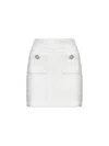 Self-portrait Textured Beige Skirt With Decorative Pockets In White
