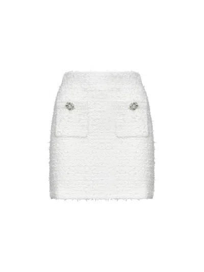 Self-portrait Cream Bouclé Knit Miniskirt In White