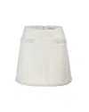 Self-portrait Cream Boucle Pearl Trim Mini Skirt In White