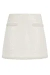 Self-portrait Cream Boucle Pearl Trim Mini Skirt In Cream