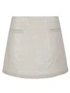 Self-portrait Bouclé Pearl Trim Mini Skirt In Cream