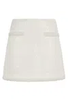 Self-portrait Cream Boucle Pearl Trim Mini Skirt In White
