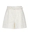 Self-portrait Lurex Boucle Shorts In White