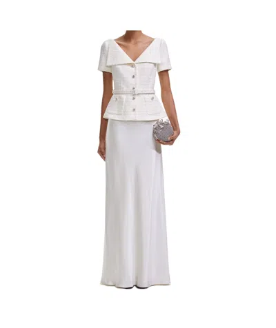 Self-portrait Cream Boucle Tailored Maxi Dress In White