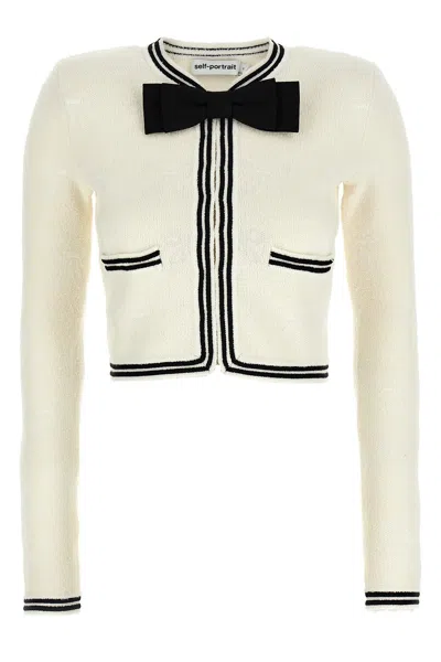 SELF-PORTRAIT SELF PORTRAIT 'CREAM BOW JACQUARD' CARDIGAN