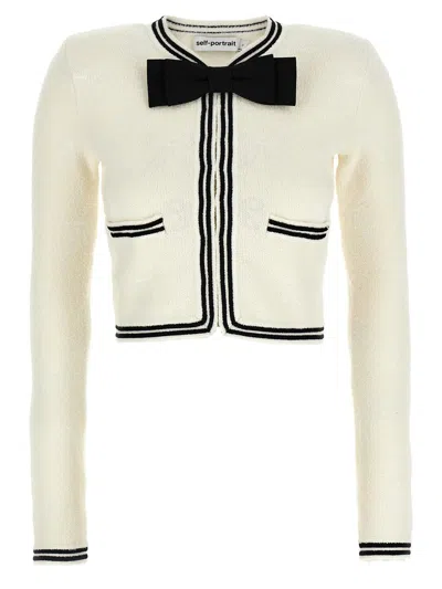 SELF-PORTRAIT SELF-PORTRAIT 'CREAM BOW JACQUARD' CARDIGAN