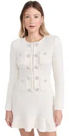 Self-portrait Embellished Waffle-knit Minidress In Cream