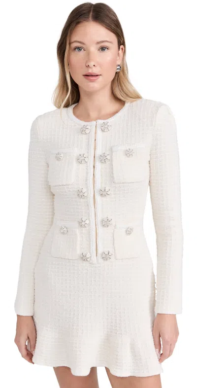 Self-portrait Embellished Waffle-knit Minidress In White