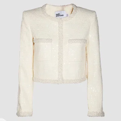 SELF-PORTRAIT SELF-PORTRAIT CREAM CASUAL JACKET