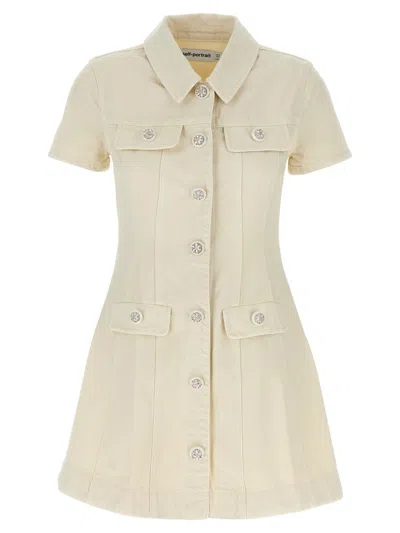 SELF-PORTRAIT SELF-PORTRAIT 'CREAM COLLARED DENIM MINI' DRESS