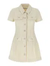 Self-portrait Cream Collared Denim Mini Dress