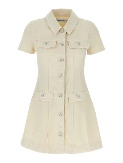 Self-portrait Cream Collared Denim Mini Dress