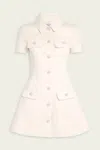 Self-portrait Fitted Cotton Mini Dress With Classic Collar In Neutral