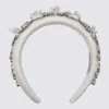 Self-portrait Cream Cotton And Metal Hair Accessories In White