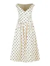 Self-portrait White Dress With All-over Polka Dot And Flared Skirt In Cotton Woman In White