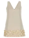 Self-portrait Beige Cream Crepe 3d Sequin Mini Dress In Beige