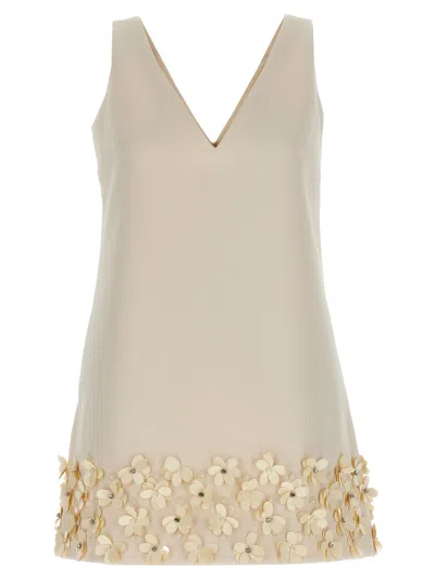 Self-portrait Beige Cream Crepe 3d Sequin Mini Dress