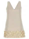 Self-portrait Beige Cream Crepe 3d Sequin Mini Dress