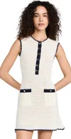 Self-portrait Mini Dress In Intricate Crochet With Zigzag Collar In Cream